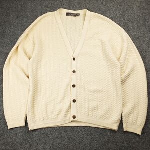 Vintage David Taylor Cardigan Sweater Mens Large Beige Knit Kurt Cobain Grunge
